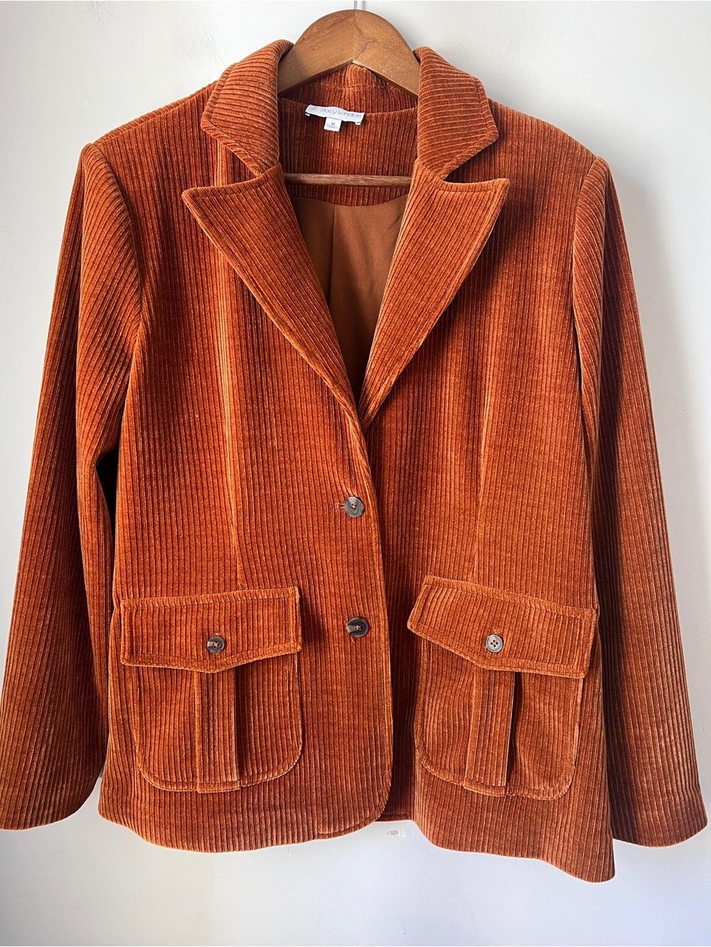 Stacy London Corduroy Blazer Jacket - Burnt Orange